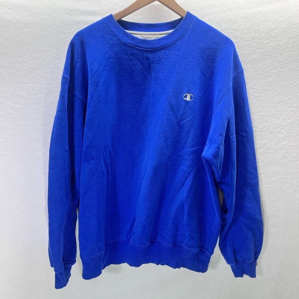 Champion Eco Authentic‎ Crewneck Classic Sweatshirt Mens L Blue Retro 1877